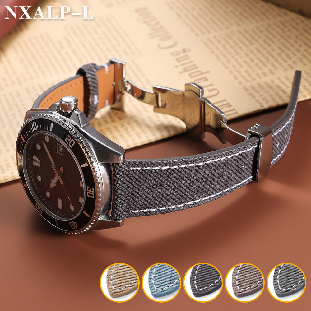 Suede Strap Watch - Denim Yelken Bezi Saat Kayışı Deri