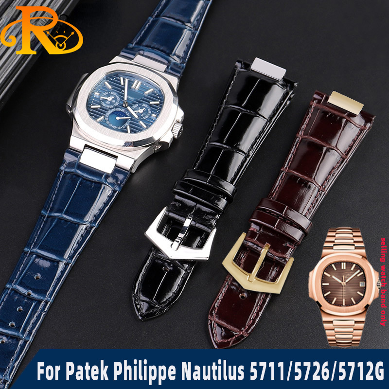 Patek Philippe Watch Aquanaut - 25X13mm çentik hakiki deri saat kayışı