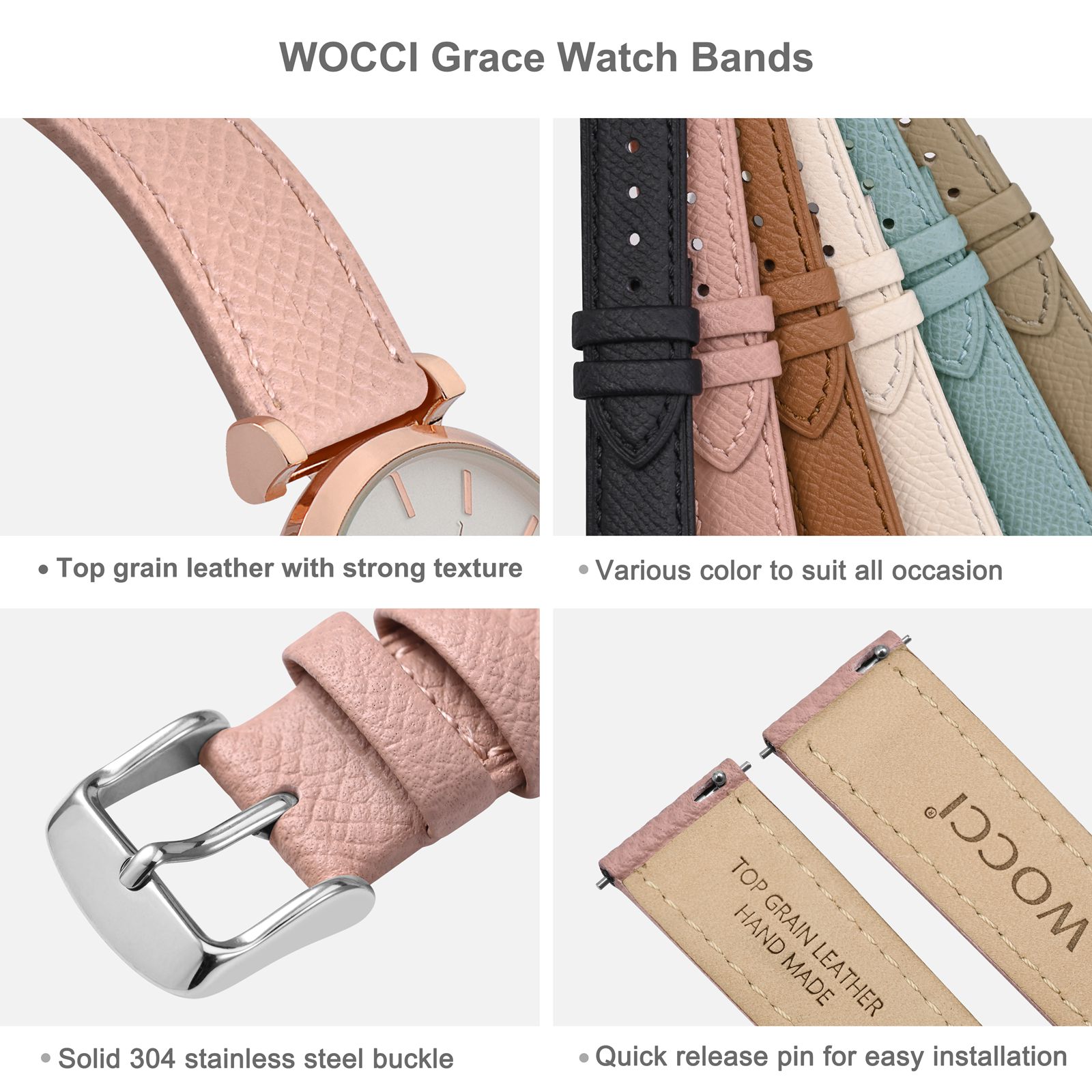WOCCI üst tahıl deri saat kayı - Leather Strap Quick Release incelemesi ve fiyatı